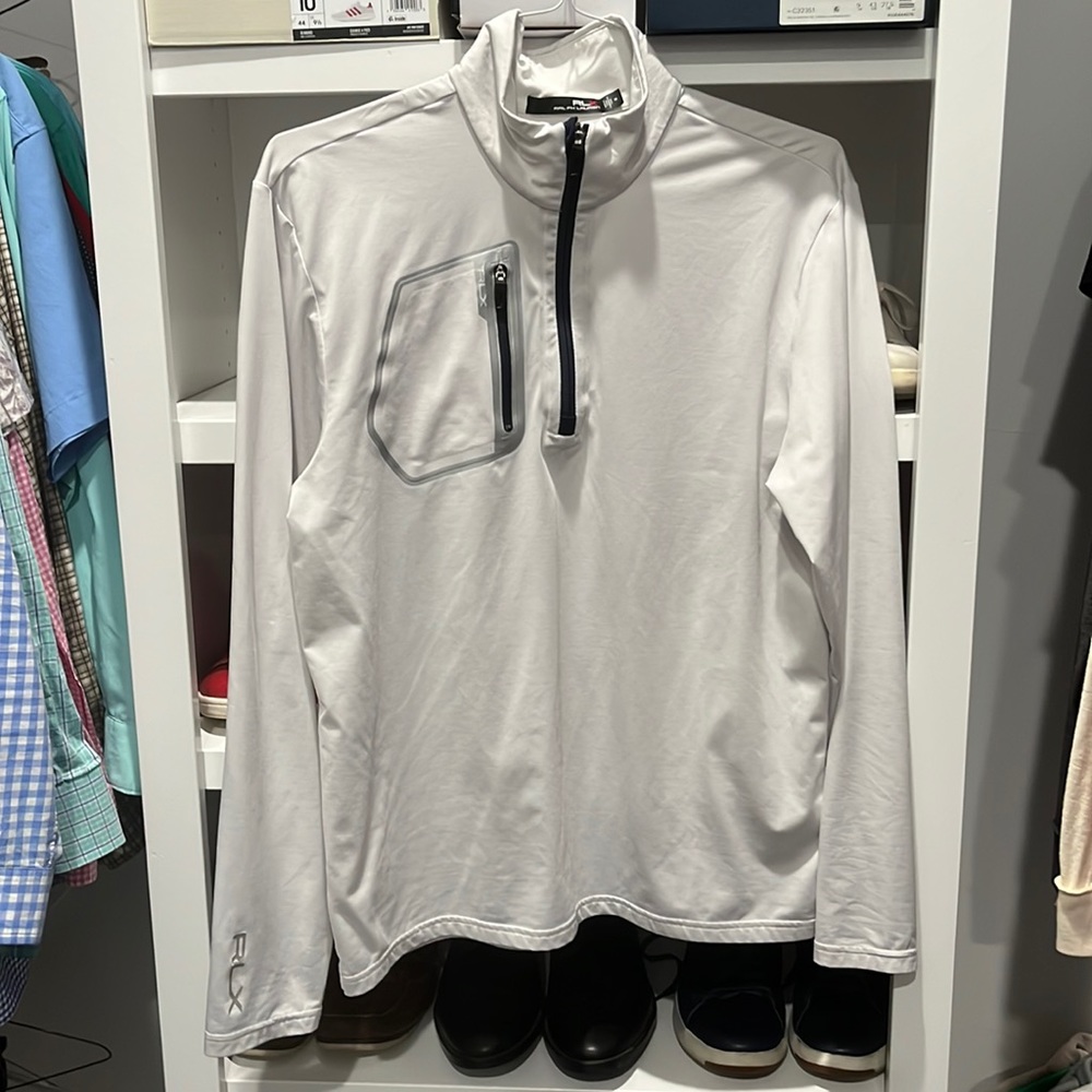 White and Navy Men’s RLX Polo Ralph Lauren Pullover EUC.